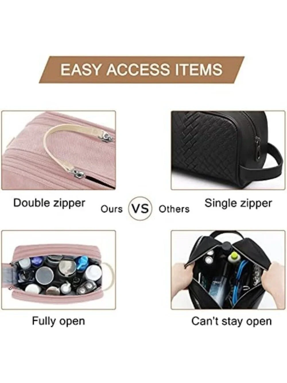 Stylish Pink Toiletry Bag Organizer for Women | Water-Resistant Makeup & Travel